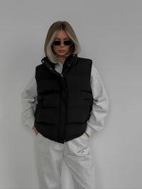 Women's Lightweight Puffer Vest-Black-S-State of Style