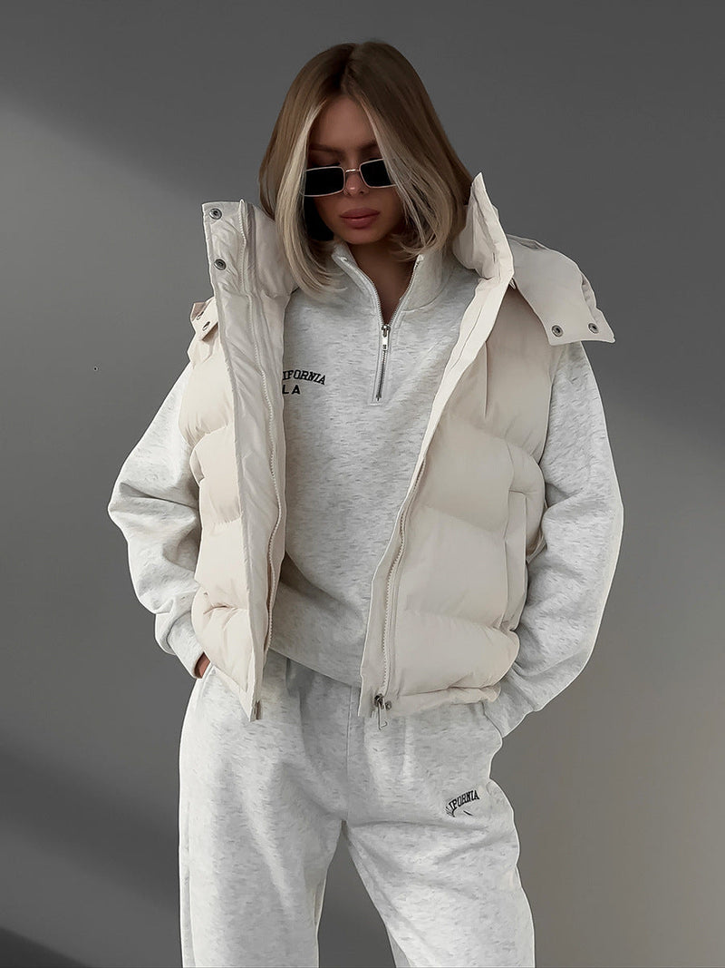 Women's Lightweight Puffer Vest-White-S-State of Style