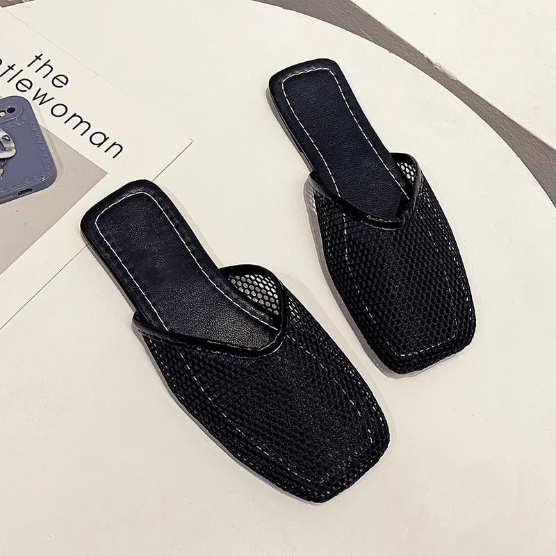 Women's mesh mules with closed toe - Odessa-Black-3-State of Style