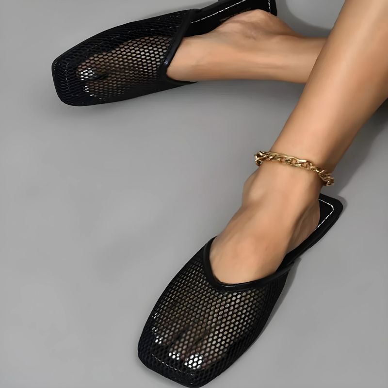 Women's mesh mules with closed toe - Odessa-Black-3-State of Style