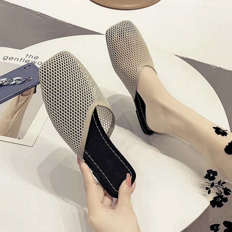 Women's mesh mules with closed toe - Odessa-Black-3-State of Style