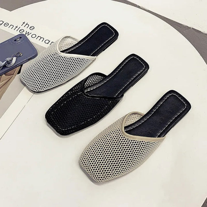 Women's mesh mules with closed toe - Odessa-Black-3-State of Style