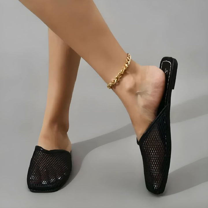 Women's mesh mules with closed toe - Odessa-Black-3-State of Style