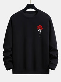 Women's Rose Print Sweatshirt - Amelia-Black-S-State of Style