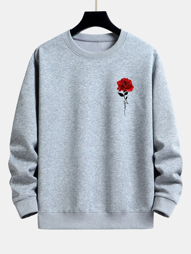 Women's Rose Print Sweatshirt - Amelia-Grey-S-State of Style