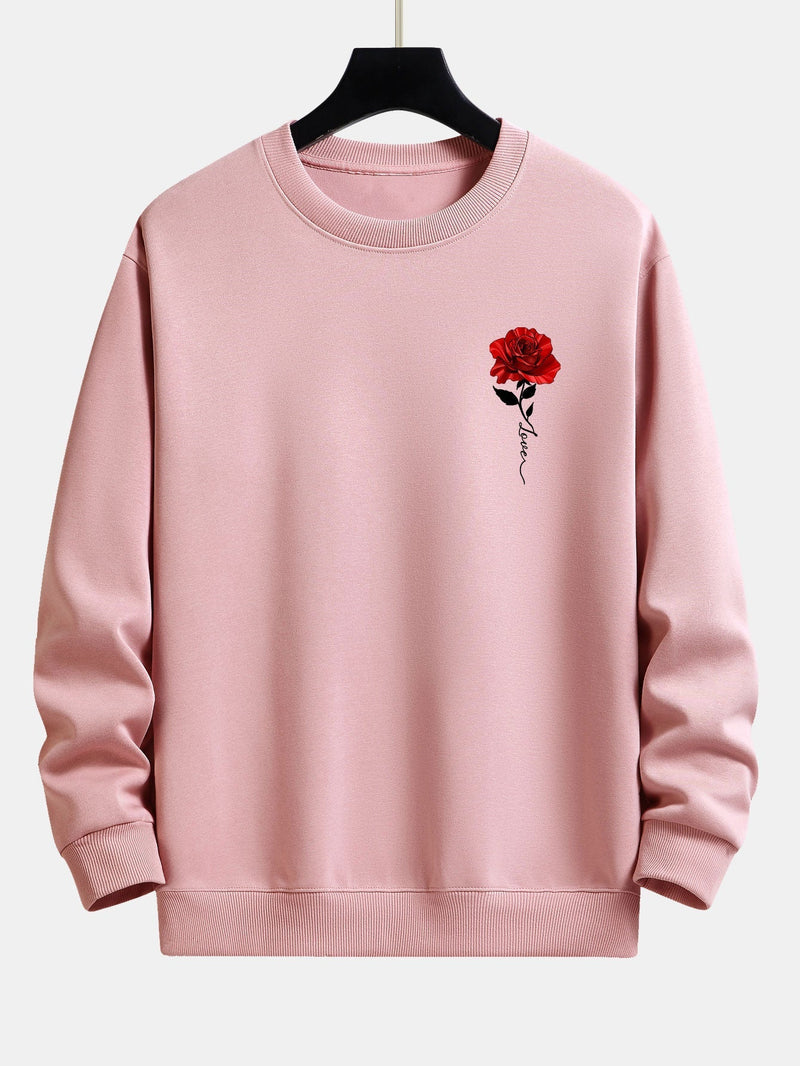 Women's Rose Print Sweatshirt - Amelia-Light Pink-S-State of Style
