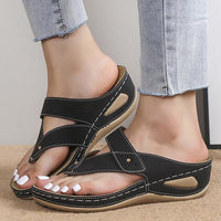 Women's sandals with adjustable strap and stripes – Breathable & Orthopedic-Black-3-State of Style
