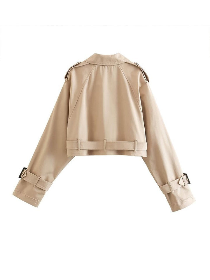 Women's Short Beige Trench Coat | Stylish and Versatile-Beige-S-State of Style