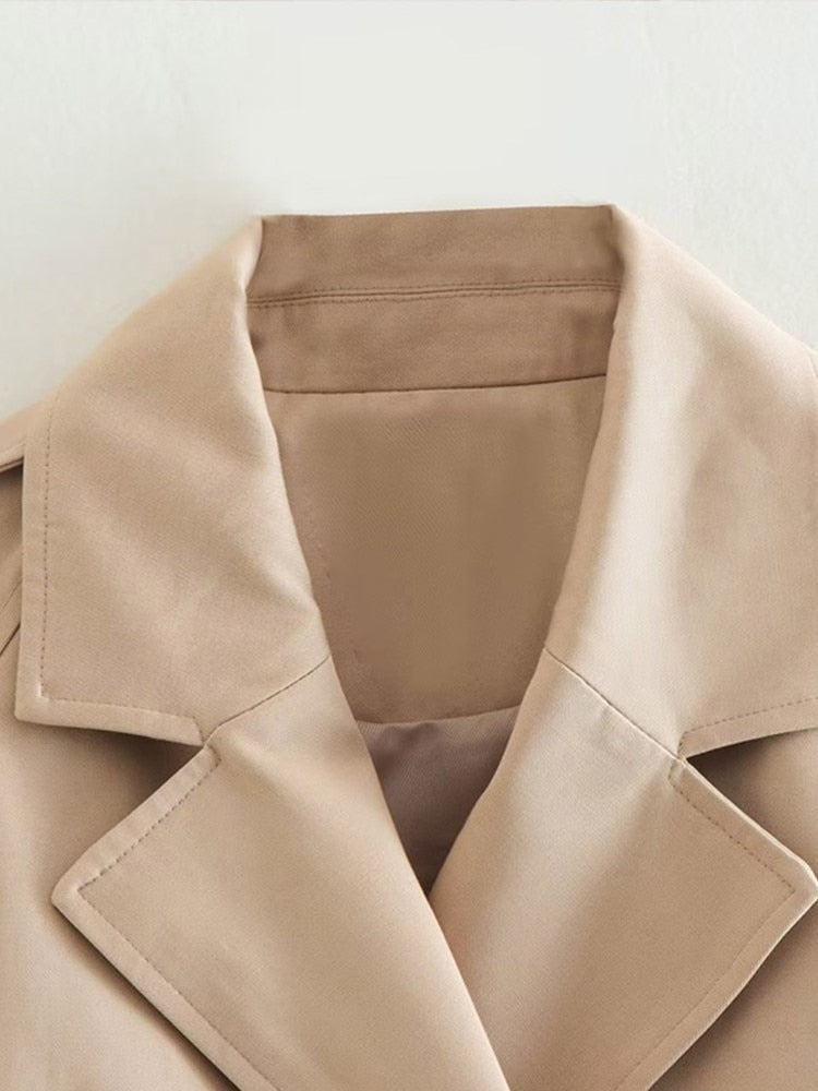 Women's Short Beige Trench Coat | Stylish and Versatile-Beige-S-State of Style