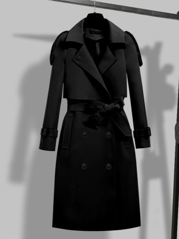 Women's Trench Coat | Stylish and Versatile-Black-M-State of Style