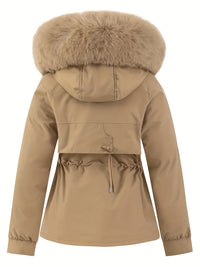 Women’s Winter Coat with Detachable Faux Fur Hood - Noëlle-Pink-XS-State of Style