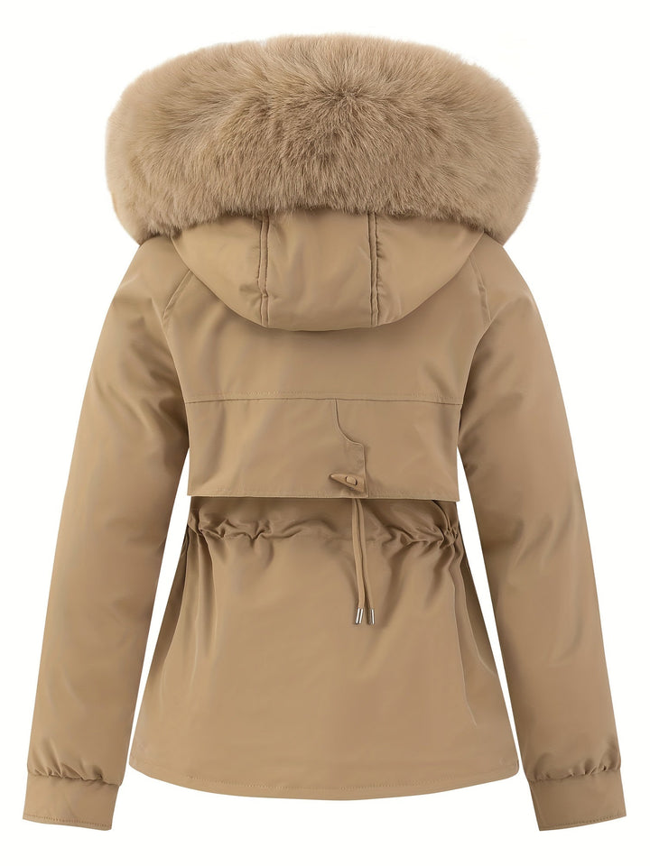 Women’s Winter Coat with Detachable Faux Fur Hood - Noëlle-Pink-XS-State of Style