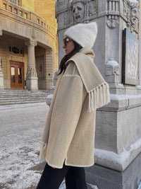 Women's Winter Coat with Scarf - Celeste-Beige-S-State of Style