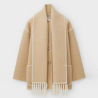Women's Winter Coat with Scarf - Celeste-Beige-S-State of Style