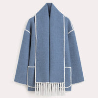 Women's Winter Coat with Scarf - Celeste-Blue-S-State of Style
