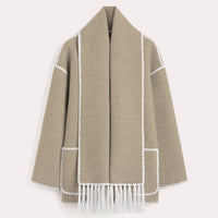 Women's Winter Coat with Scarf - Celeste-Khaki-S-State of Style