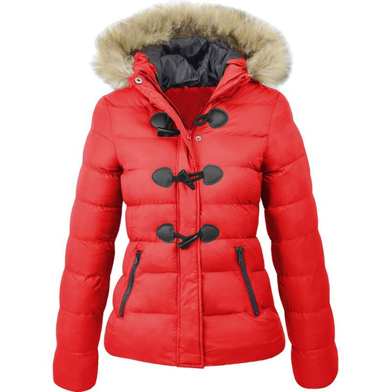Women's Winter Jacket | Warm with Collar-Red-S-State of Style