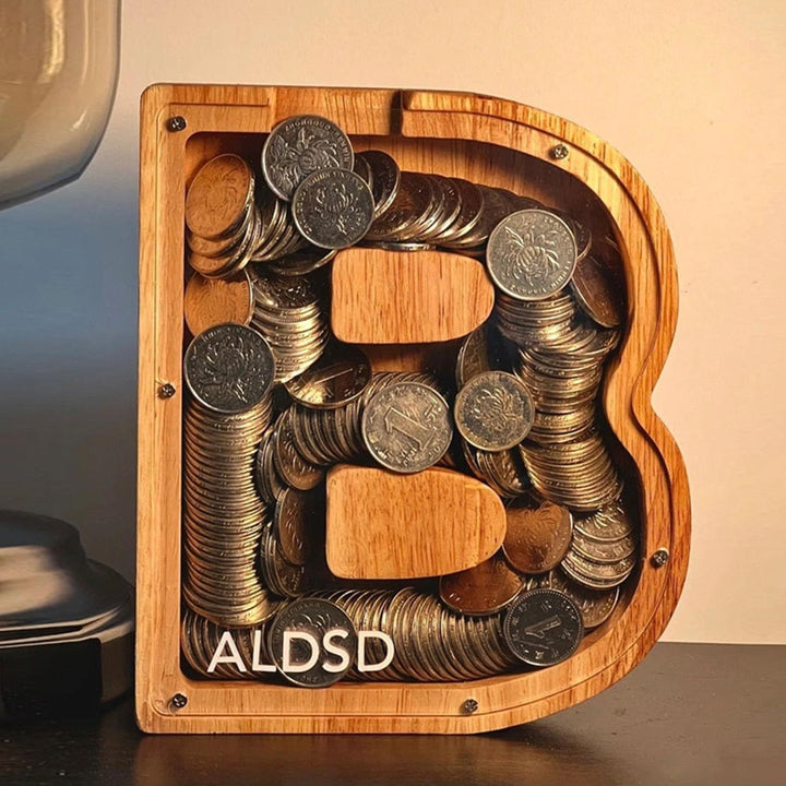 Wooden Alphabet Money Box - LetterSaver-A-State of Style