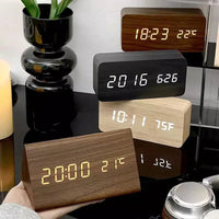 Wooden LED Clock with Voice Control - EcoClock-Black-block-State of Style