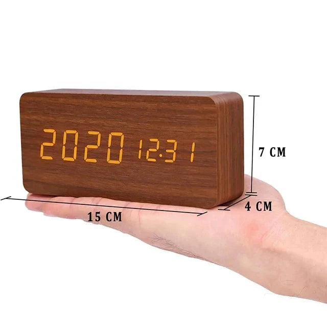 Wooden LED Clock with Voice Control - EcoClock-Brown-bar-State of Style
