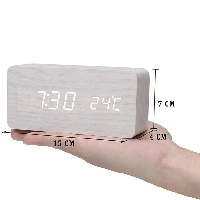 Wooden LED Clock with Voice Control - EcoClock-White-bar-State of Style