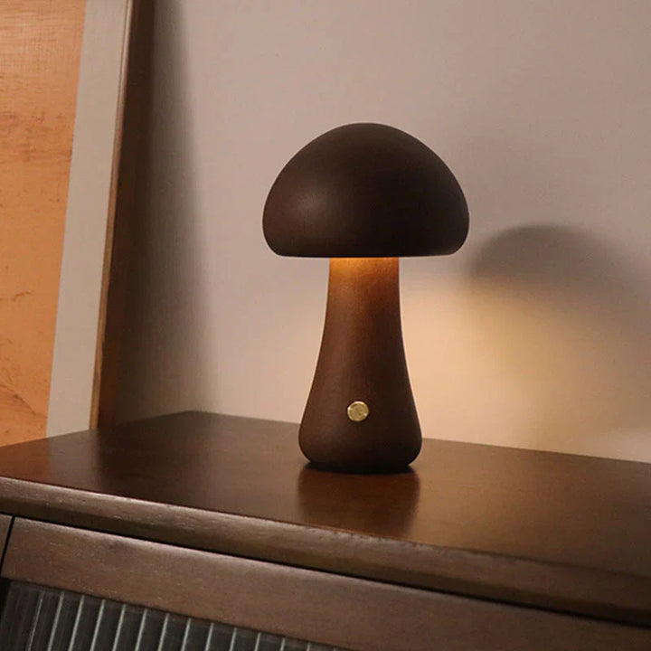 Wooden Mushroom LED Night Light - GlowShroom-Walnut Colour-A-State of Style