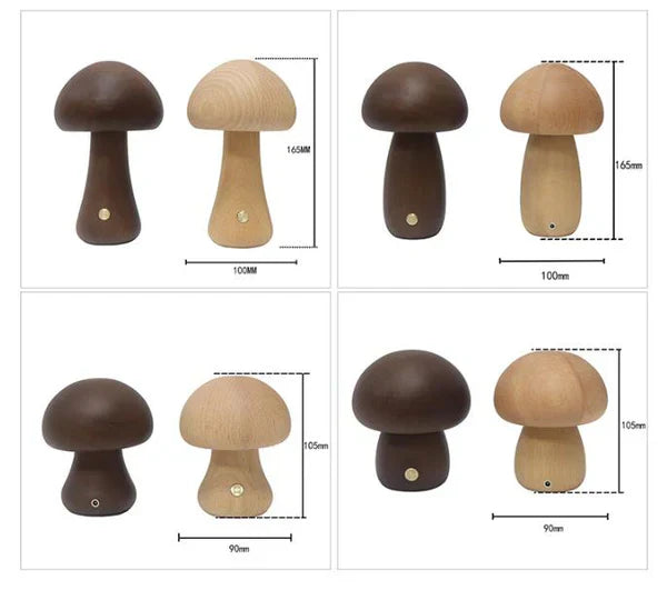 Wooden Mushroom LED Night Light - GlowShroom-Walnut Colour-A-State of Style