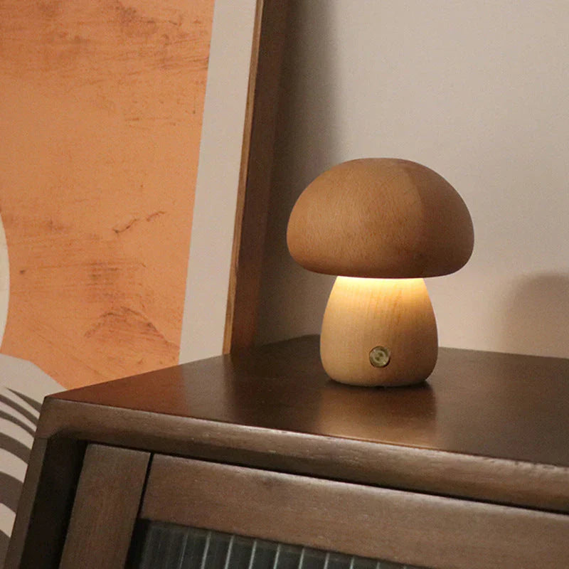 Wooden Mushroom LED Night Light - GlowShroom-Walnut Colour-A-State of Style