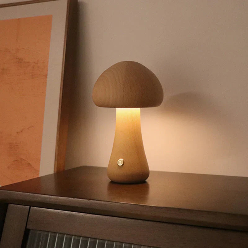Wooden Mushroom LED Night Light - GlowShroom-Walnut Colour-A-State of Style