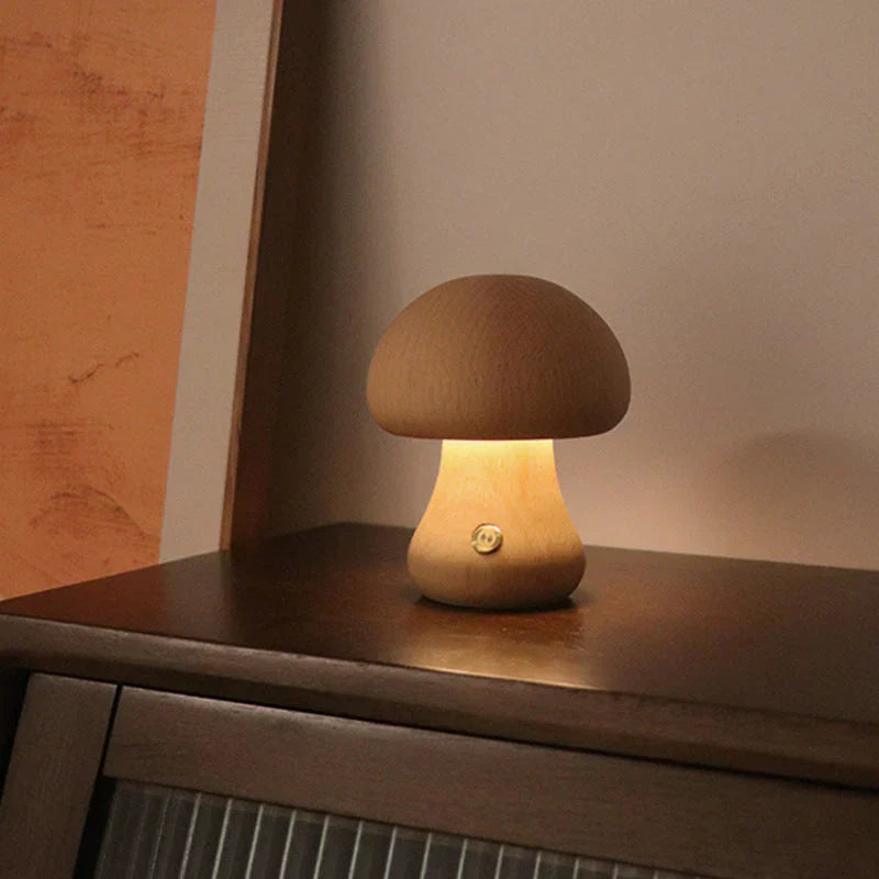 Wooden Mushroom LED Night Light - GlowShroom-Walnut Colour-A-State of Style