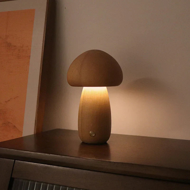 Wooden Mushroom LED Night Light - GlowShroom-Walnut Colour-A-State of Style