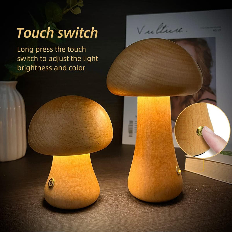 Wooden Mushroom LED Night Light - GlowShroom-Walnut Colour-A-State of Style