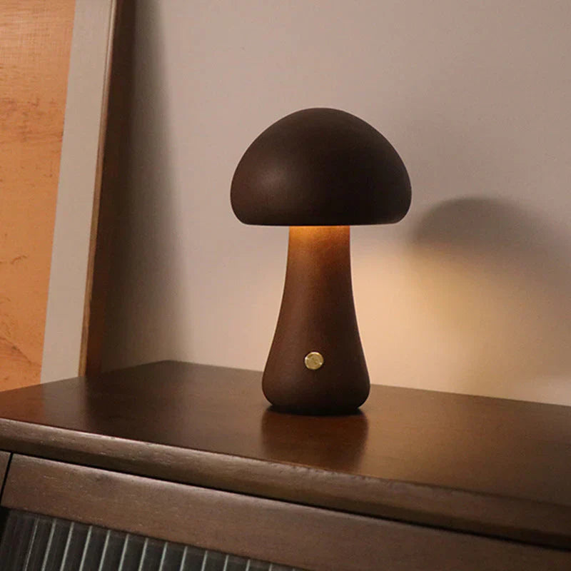 Wooden Mushroom LED Night Light - GlowShroom-Walnut Colour-A-State of Style
