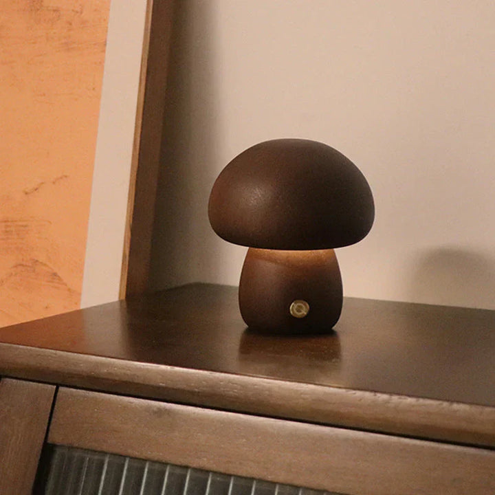 Wooden Mushroom LED Night Light - GlowShroom-Walnut Colour-D-State of Style
