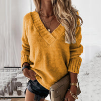 Wool V-Neck Jumper for Women – Luna-Orange-S-State of Style