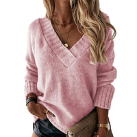 Wool V-Neck Jumper for Women – Luna-Pink-S-State of Style