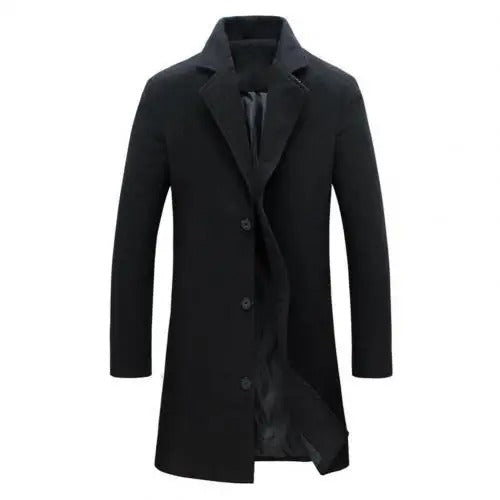 Woolen Men's Coat for Autumn and Winter - Tomas-Black-M-State of Style