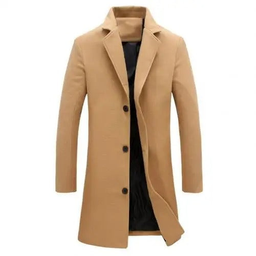 Woolen Men's Coat for Autumn and Winter - Tomas-Khaki-M-State of Style