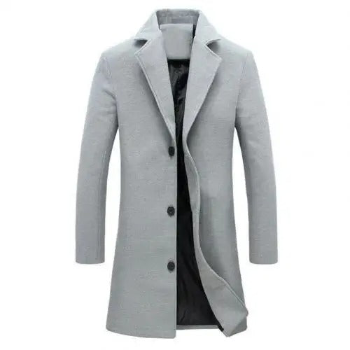 Woolen Men's Coat for Autumn and Winter - Tomas-Light Grey-M-State of Style