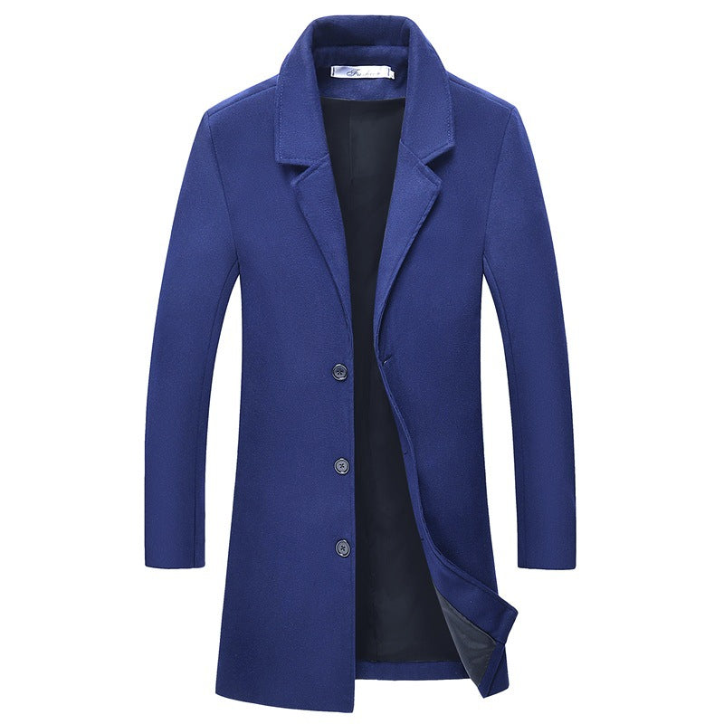 Woolen Men's Coat for Autumn and Winter - Tomas-Sapphire Blue-M-State of Style