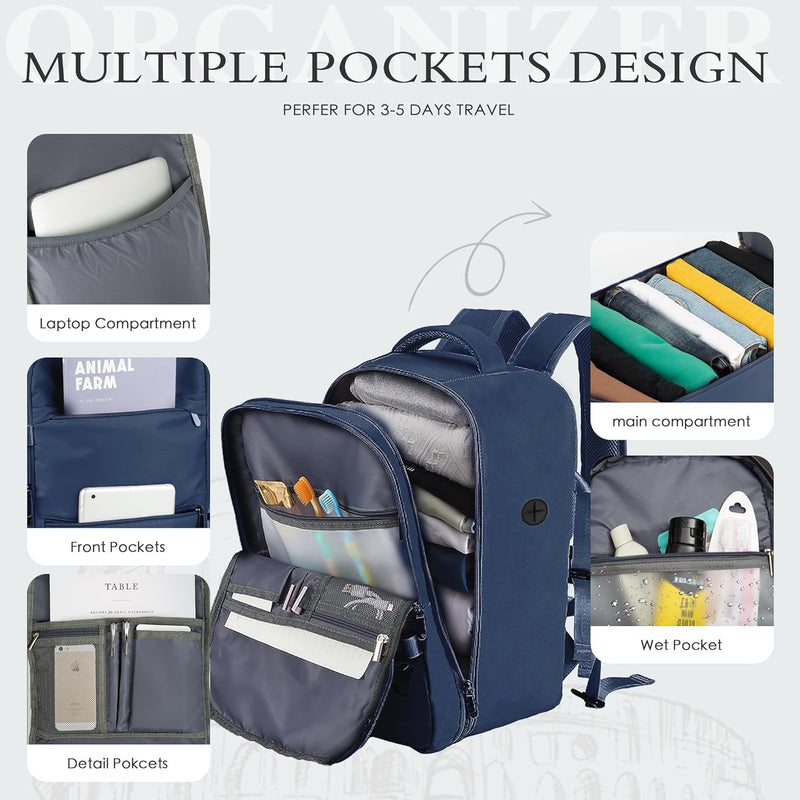 Airline Cabin Backpack with Laptop Compartment and Anti-Theft Pocket