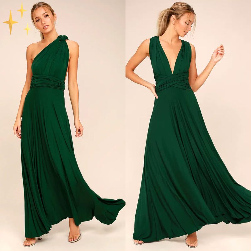 Wrap dress for women – Versatile & transformable with over 50 styling variations – Mira-Dark green-S-State of Style