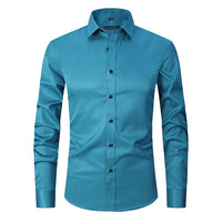 Wrinkle-Free Elastic Men's Shirt - Noah-Blue-S-State of Style