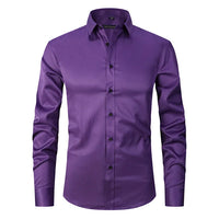 Wrinkle-Free Elastic Men's Shirt - Noah-Violet-S-State of Style