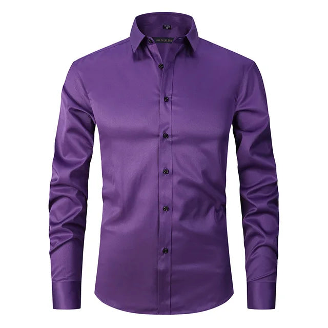 Wrinkle-Free Elastic Men's Shirt - Noah-Violet-S-State of Style