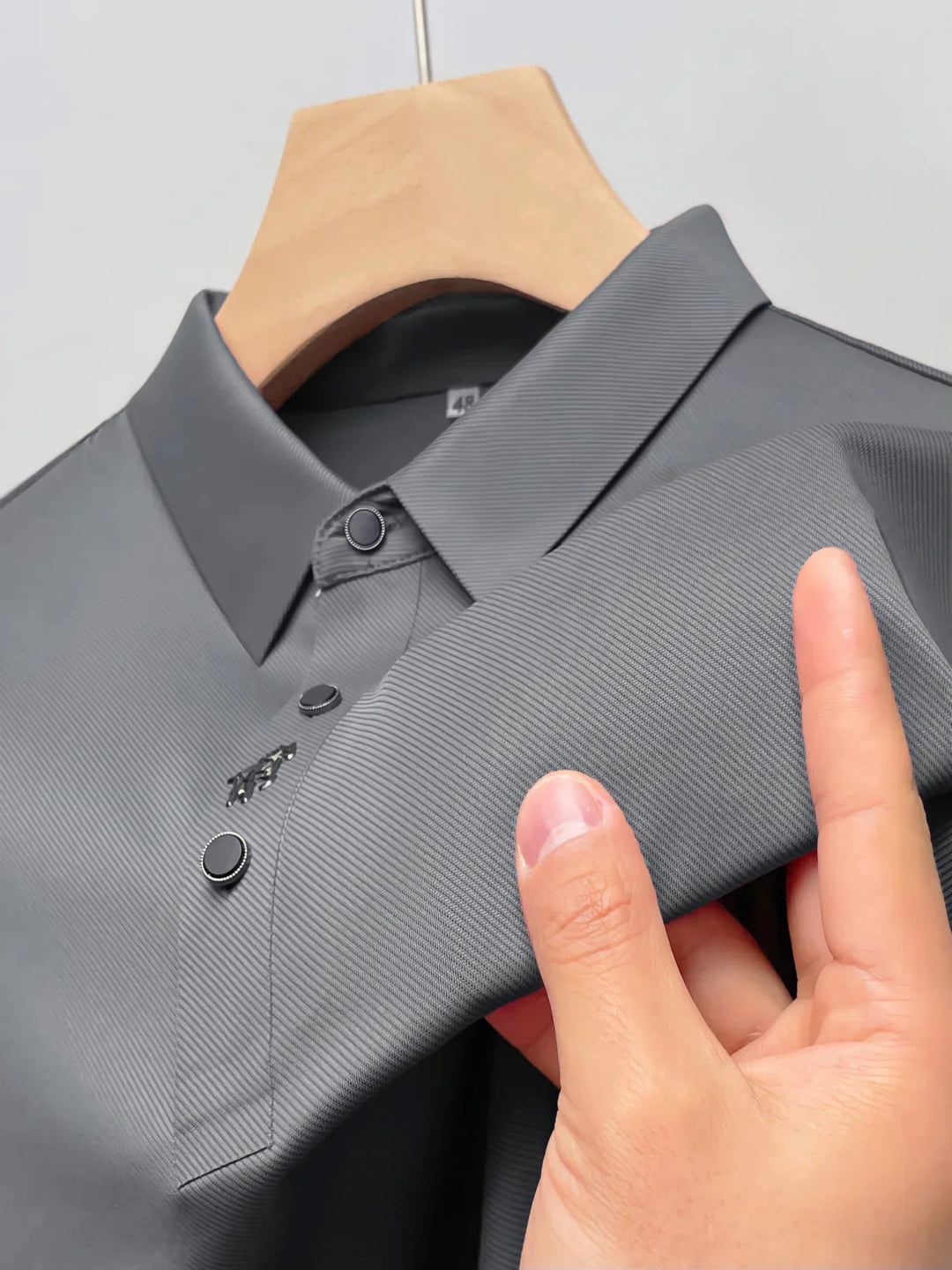Wrinkle-Free Muscle Fit Polo Shirt | Durable-Onyx Grey-M-State of Style