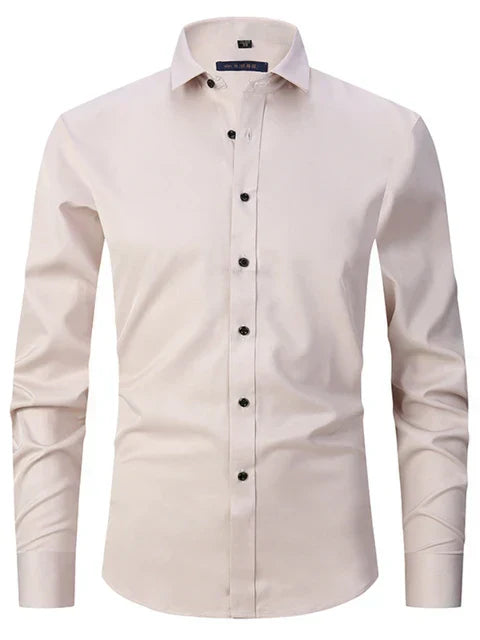 Wrinkle-Free Stretch Men's Shirt - Noah-Khaki-S-State of Style