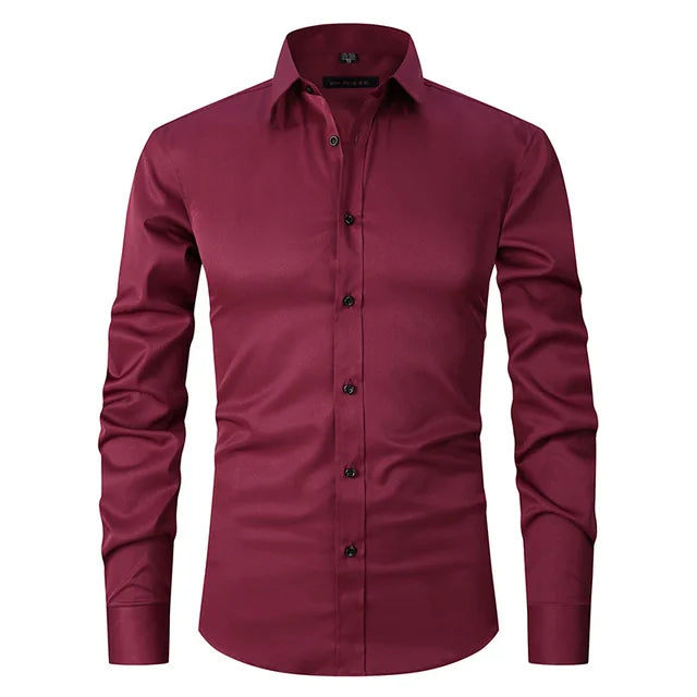 Wrinkle-Free Stretch Men's Shirt - Noah-Red-S-State of Style