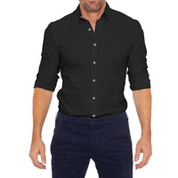 Wrinkle-Free Zip-Up Shirt - Oliver-Black-XS-State of Style