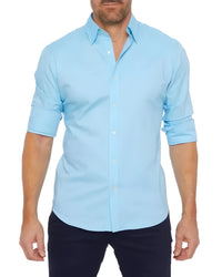 Wrinkle-Free Zip-Up Shirt - Oliver-Blue-XS-State of Style